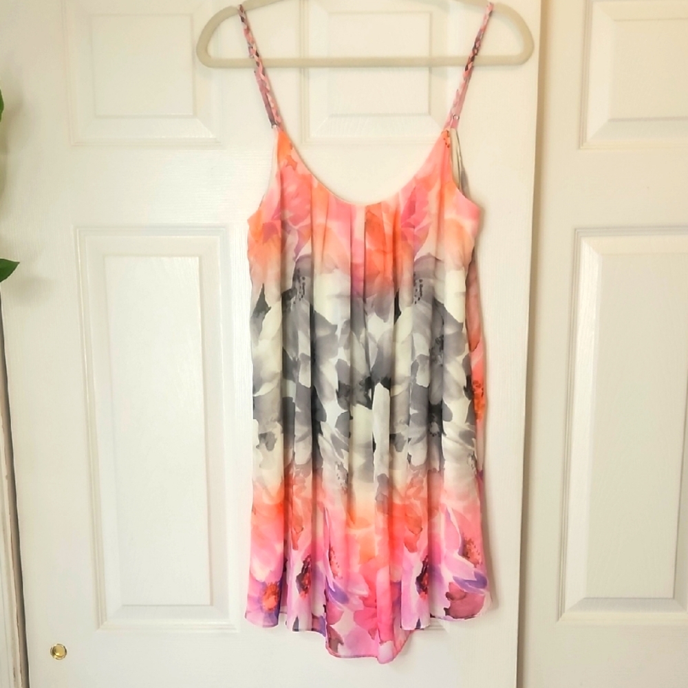 E by Eloise for Anthropologie Floral Pink and Gray Dress